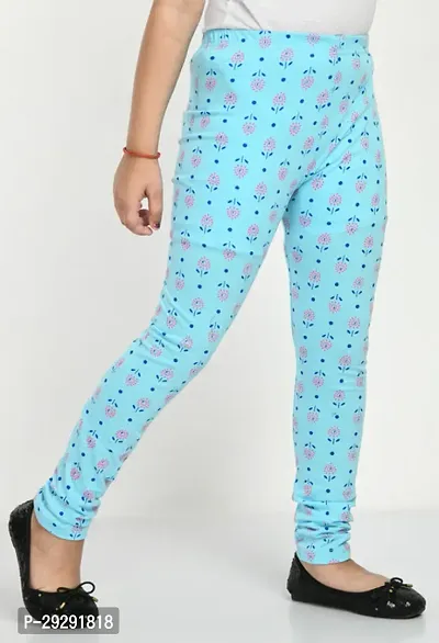 Stylish Blue Cotton Printed Leggings For Girls-thumb4