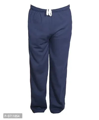 Indistar Men's Premium Cotton Warm Wollen Lower/Track Pants with 1 Zipper Pocket and 1 Open Pocket for Winter_Blue_Size-42