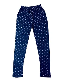 KAYU? Girl's Cotton Printed Leggings Slim Fit Cotton Stretchable Leggings [Pack of 3] Navy Blue, Sea Green, Pink-thumb1
