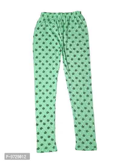 KAYU? Girl's Cotton Printed Leggings Slim Fit Cotton Stretchable Leggings [Pack of 3] White1, Sea Green, Magenta-thumb4