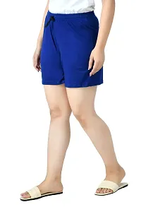 KAYU? Women's Cotton Regular Fit Solid and Printed Shorts/Hot Pant [Pack of 3] Black3, Royal Blue, Black2-thumb4