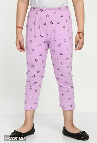 Stylish Pink Cotton Printed Regular Fit Capris For Girl-thumb0