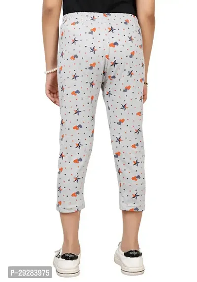 Stylish Grey Cotton Blend Printed Capris For Girl-thumb5