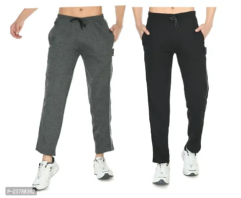 Stylish Fancy Cotton Solid Regular Track Pants For Men Pack Of 2-thumb0