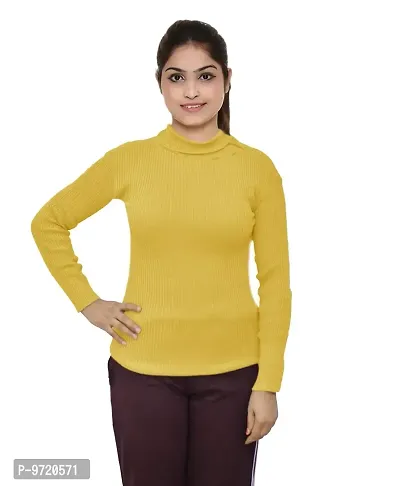 KAYU Women's Woolen Warm High Neck/skivvy (Ws-02 -iw-y-p1-xl_Yellow_XL)