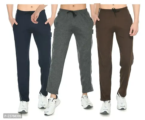 Stylish Fancy Cotton Solid Regular Track Pants For Men Pack Of 3-thumb0