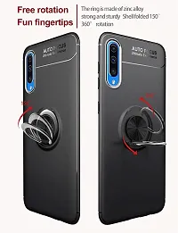 SPAZY CASE? Samsung Galaxy A50s / Samsung Galaxy A30s Sleek Rubberized Case with Chrome Plating Ring Stand Back Cover Case Designed for Samsung Galaxy A50s / Samsung Galaxy A30s - (Black)-thumb1