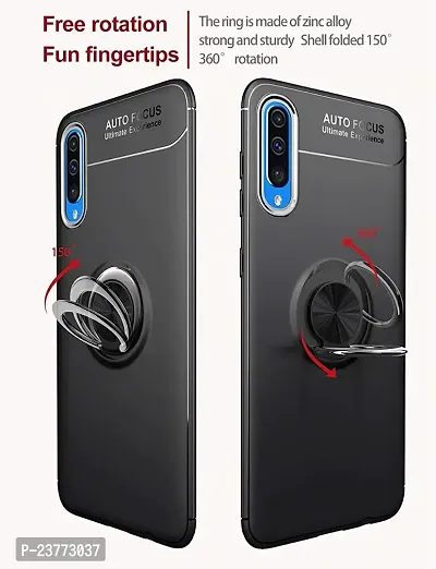 SPAZY CASE? Samsung Galaxy A50s / Samsung Galaxy A30s Sleek Rubberized Case with Chrome Plating Ring Stand Back Cover Case Designed for Samsung Galaxy A50s / Samsung Galaxy A30s - (Black)-thumb2