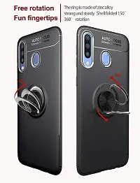 Mobile Cover Case for Samsung Galaxy M30, Ultra-Slim Invisible Metal Ring Bracket, Magnetic Support, Shockproof Anti-Scratch Protective Cover Case with Kickstand (Pack of 2 (Black))-thumb1