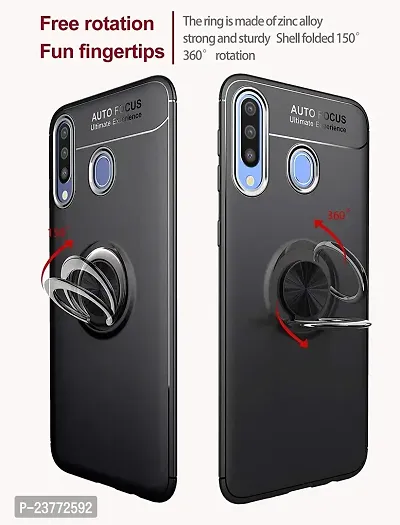 Mobile Cover Case for Samsung Galaxy M30, Ultra-Slim Invisible Metal Ring Bracket, Magnetic Support, Shockproof Anti-Scratch Protective Cover Case with Kickstand (Pack of 2 (Black))-thumb2