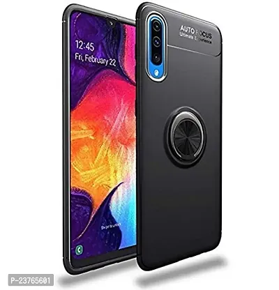 Mobile Cover Case for Samsung Galaxy A50s/A30s, Ultra-Slim Invisible Metal Ring Bracket, Magnetic Support, Shockproof Anti-Scratch Protective Cover with Kickstand (Pack of 2 (Black))-thumb0