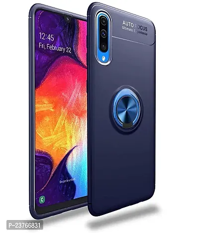 SPAZY CASE? Samsung Galaxy A50s / Samsung Galaxy A30s Sleek Rubberized Case with Chrome Plating Ring Stand Back Cover Case Designed for Samsung Galaxy A50s / Samsung Galaxy A30s - (Blue)