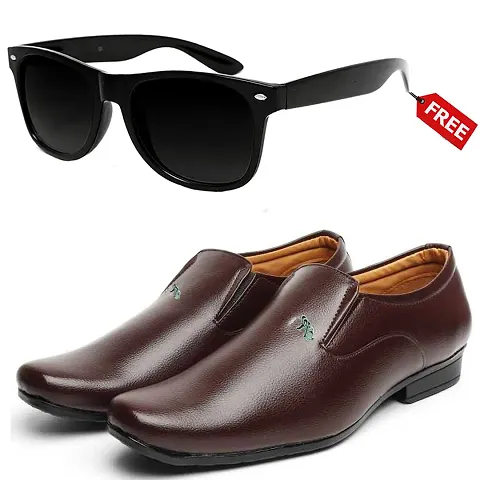 Classic Solid Formal Shoes For Men with Sunglasses