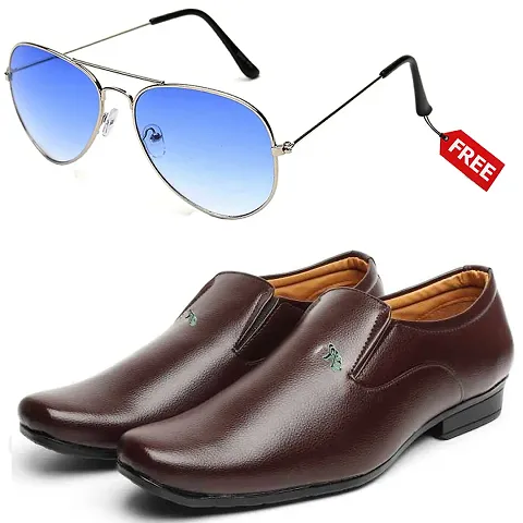 Classic Solid Formal Shoes for Men with Sunglass