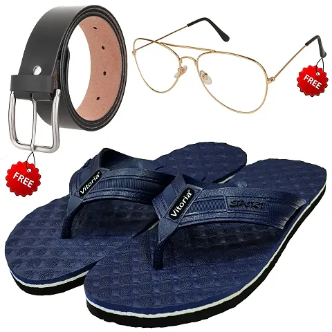 Attractive Trendy Flip-Flop Fashionable Sleeper/ Out-Fit Sleeper With Free Sunglasses Free Belt Combo For Men And Boys