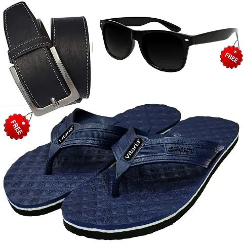 Attractive Trendy Flip-Flop Fashionable Sleeper/ Out-Fit Sleeper With Free Sunglasses Free Belt Combo For Men And Boys