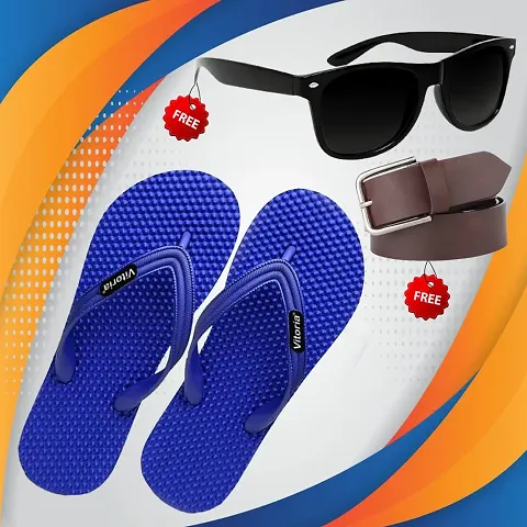 Comfy Stylish Slipper with Belt and Sunglass Combo for Men