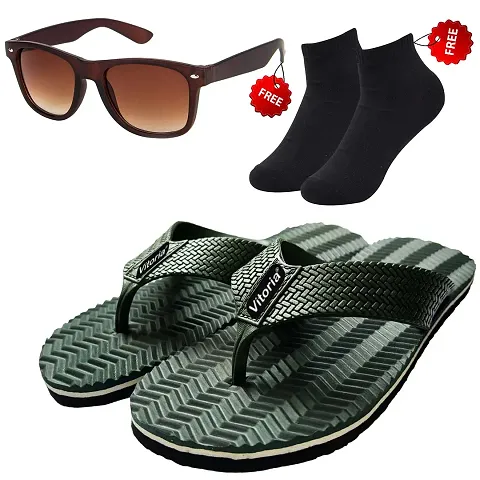 Stylish Slipper with Sunglass and Socks Combo for Men