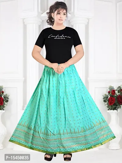 Rama Green attractive printed skirt-thumb0