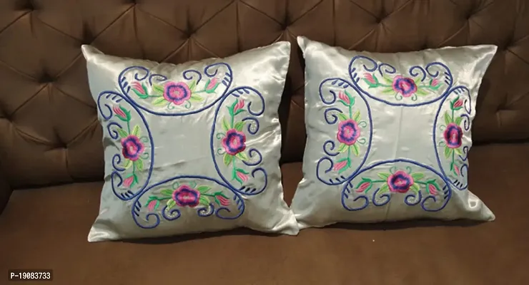 Stylish Blue Organza Embroidered Pillow