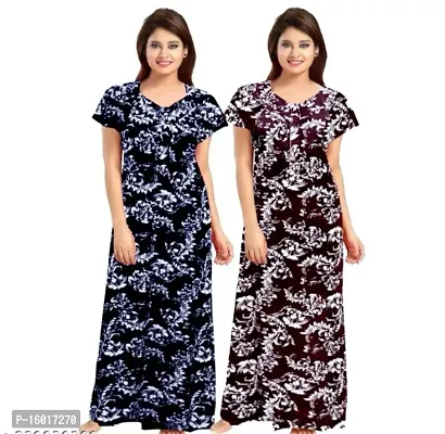 Fancy Cotton Printed Nighties for Women Pack of 2