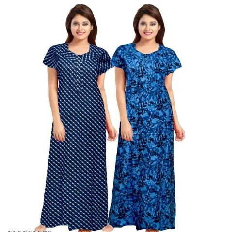 Pack Of 2 Cotton Printed Nighty For Women