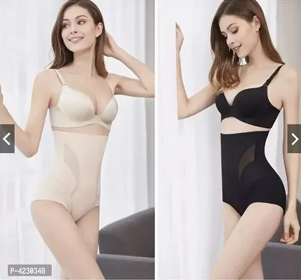 Comfortable High Waist Black  Beige Shapewear With Anti Rolling Strip Tummy Control Tucker( Pack Of 2 )