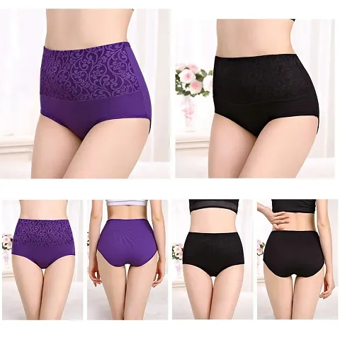 Women's High Waist Tummy Control Brief Panties (Pack of 2)