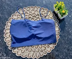 Women's Beautiful Blue Solid Cotton Spandex Padded Bralette Bra-thumb1