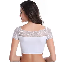 Lace Net Bralette Bustier Saree Women's Non Wired Seamless Padded Bra Bralette Removable Pads-thumb2