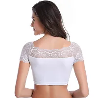 Lace Net Bralette Bustier Saree Women's Non Wired Seamless Padded Bra Bralette Removable Pads-thumb1