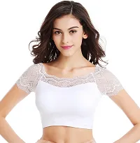 Lace Net Bralette Bustier Saree Women's Non Wired Seamless Padded Bra Bralette Removable Pads-thumb1