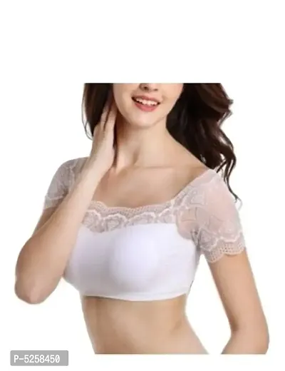 Lace Net Bralette Bustier Saree Women's Non Wired Seamless Padded Bra Bralette Removable Pads
