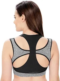 Nylon  Cotton Lightly Padded, With Removable Pads Non-Wired Sports Bra-thumb1