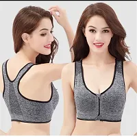 Nylon  Cotton Lightly Padded, With Removable Pads Non-Wired Sports Bra-thumb1