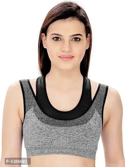 Nylon  Cotton Lightly Padded, With Removable Pads Non-Wired Sports Bra-thumb0