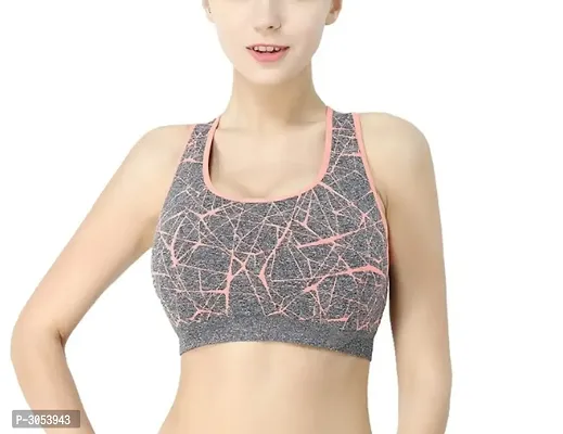 Printed Polyester Spandex Sports Bra For Women's