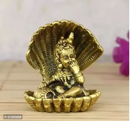 Premium Quality Golden Metal Seep Ladoo Gopal, Makhan Chor, Table Decor-thumb0