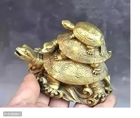 Premium Quality Vastu Feng Shui Triple Tortoise Turtle Family For Protection, Good Luck, Wealth And Longevity-thumb0
