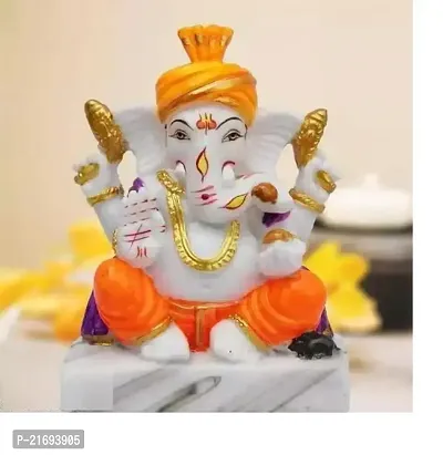 Premium Quality Real Craft By Lord Ganesh Idol For Home Decor  Office - Pagadi Ganesh Murti - (14 Cm)-thumb0