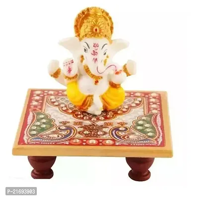 Premium Quality Real Craft Mukut Ganesh Choki - Choki Size 4X4 Inch  Ganesh 3 Inch-thumb0