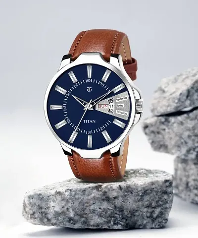 Buy Titan Brown Leather Blue Dial Men's Watch - Lowest price in India