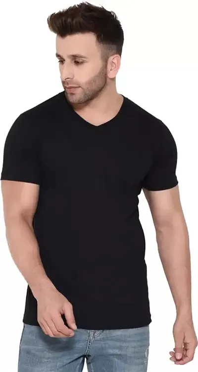 Aarcadian Men's Regular Fit Solid V-Neck Half Style T-Shirt (ARCDN-TS1002)