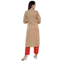 Stylish Cotton Checked Kurti And Cotton Pant Set-thumb1