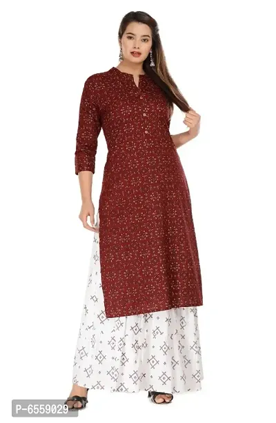 Women Rayon Printed Straight Kurta with Bottom Set