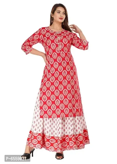 Women Rayon Printed Straight Kurta with Bottom Set-thumb0