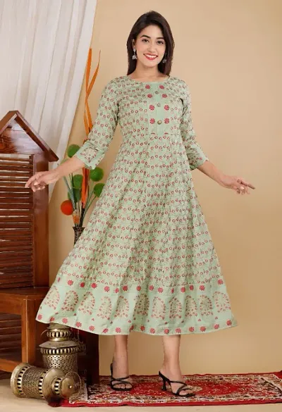 Partywear Stylish Rayon Printed Anarkali Gown