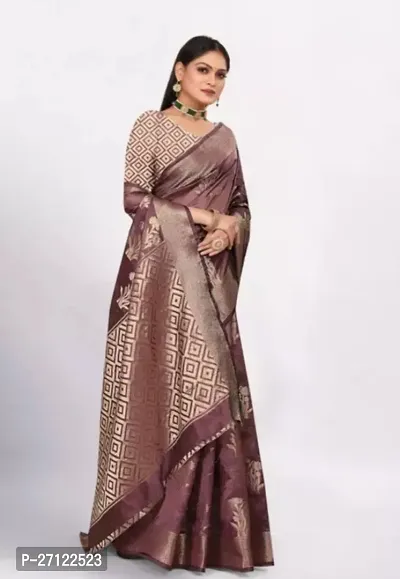 Gold Printed Soft Organza Saree With Zari Butta Work For Multiple Occasions Like Festivals And Parties-thumb3