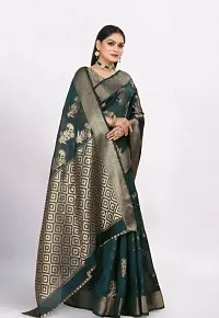 Gold Printed Soft Organza Saree With Zari Butta Work For Multiple Occasions Like Festivals And Parties-thumb2