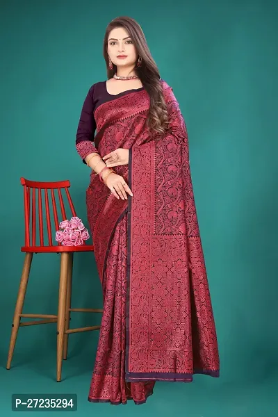 Classic Art Silk Jacquard Saree with Blouse piece-thumb4